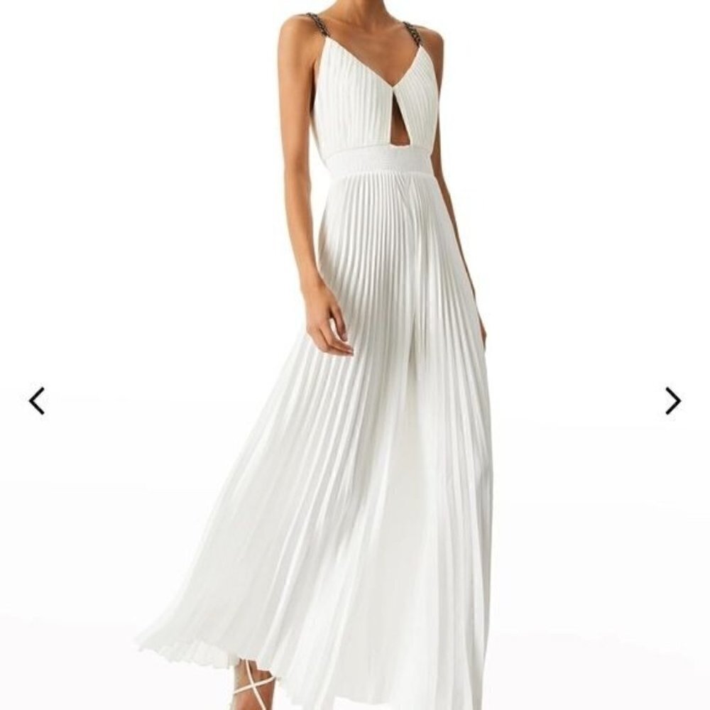 Alice & Olivia Gloria Pleated Chain Strap Jumpsuit Size 2